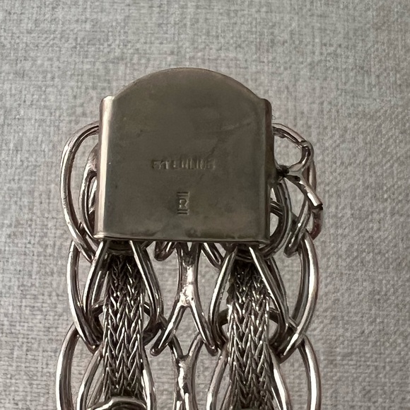 VINTAGE STERLING SILVER WOVEN STARTER CHARM BRACELET - 7” LENGTH - Picture 4 of 5